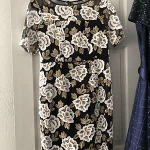 Adriana Pappell  and gold lace cocktail dress, never worn length 36 inches